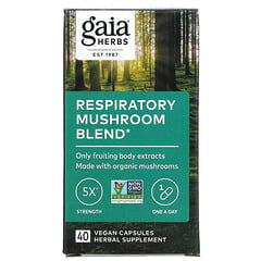 Gaia Herbs, Mistura de Cogumelos Respiratórios, 40 Cápsulas Veganas