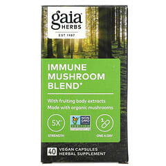 Gaia Herbs, Mistura de Cogumelos Imunológicos, 40 Cápsulas Veganas