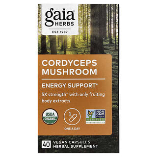 Gaia Herbs, Hongo Cordyceps, 40 cápsulas veganas