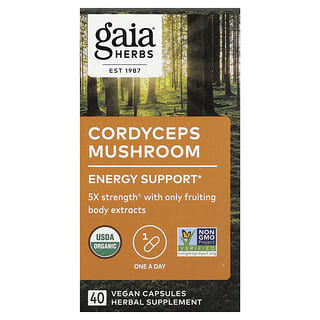 Gaia Herbs, Hongo Cordyceps, 40 cápsulas veganas