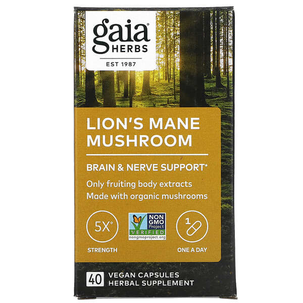 Gaia Herbs, Löwenmähne-Pilz, 40 vegane Kapseln