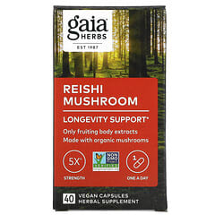 Gaia Herbs, Hongo reishi, 40 cápsulas veganas