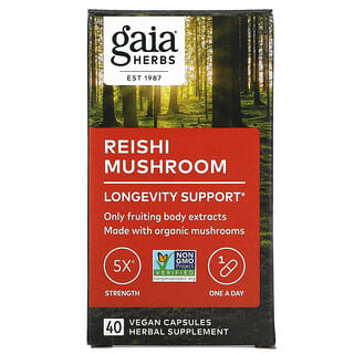 Gaia Herbs, 靈芝，40 粒全素膠囊