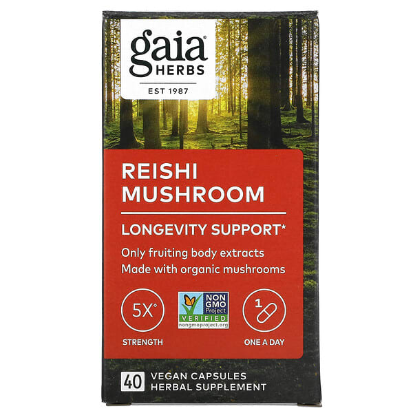 Gaia Herbs, Reishi-Pilz, 40 vegane Kapseln