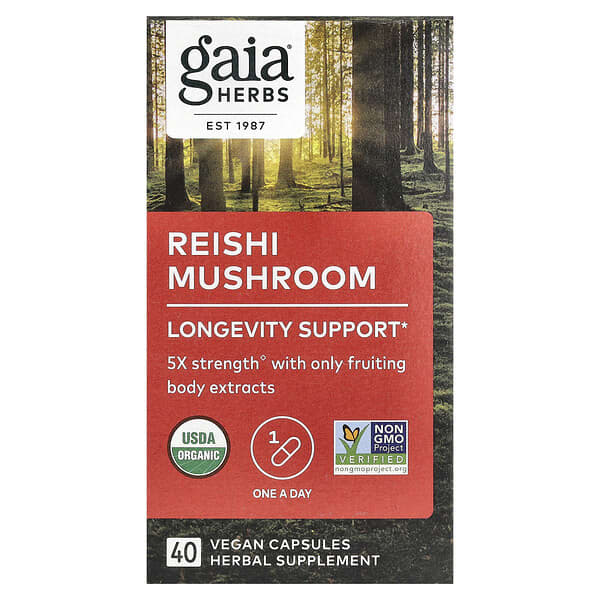 Reishi Mushroom, 40 Vegan Capsules