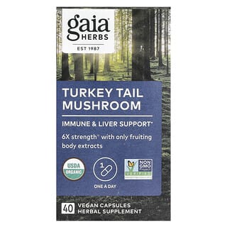 Gaia Herbs, Гриб из хвоста индейки, 400 мг, 40 веганских капсул