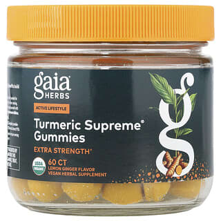 Gaia Herbs, Turmeric Supreme® Gummies, Extra Strength, Lemon Ginger, 60 Count