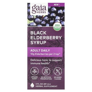 Gaia Herbs, Adult Daily, Black Elderberry Syrup, 3 fl oz ( 89 ml)