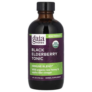 Gaia Herbs, Organic Black Elderberry Tonic, Bio-Schwarzer-Holunderbeer-Tonikum, 118 ml (4 fl. oz.)