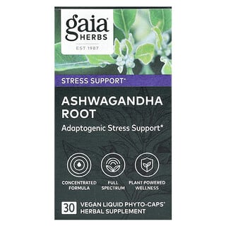 Gaia Herbs, Корень ашваганды, 30 веганских жидких фито-капсул