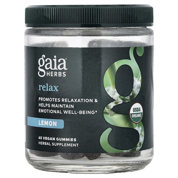 Gaia Herbs Relax Gummies, Lemon, 45 Vegan Gummies
