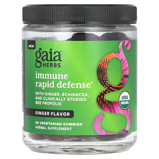 Gaia Herbs, Defensa inmunitaria rápida, Jengibre, 60 gomitas vegetales