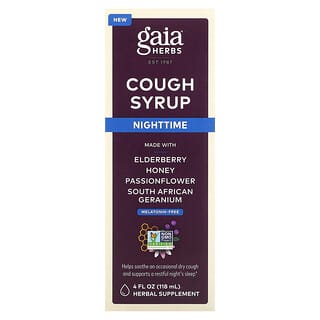 Gaia Herbs, 咳嗽缓解糖浆，夜用，4 液量盎司（118 毫升）