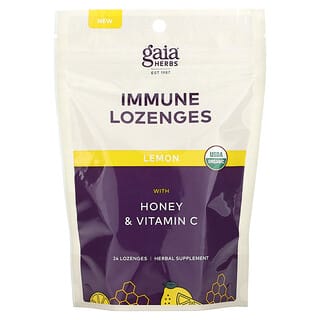 Gaia Herbs, Immun-Lutschtabletten, Zitrone, 24 Lutschtabletten