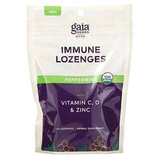 Gaia Herbs, Immune Lozenges, Peppermint, 24 Lozenges