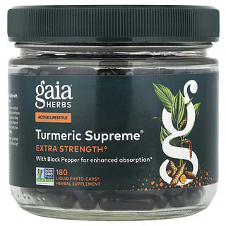غايا هربس‏, Turmeric Supreme® ، 180 كبسولة نباتية سائلة