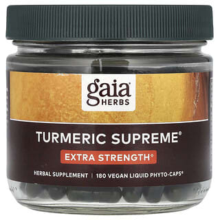 Gaia Herbs‏, Turmeric Supreme, עוצמה מוגברת, 180 כמוסות Liquid Phyto-Caps טבעוניות