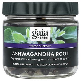 Gaia Herbs, Raíz de ginseng indio, 180 cápsulas Liquid Phyto-Caps veganas