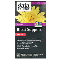 Gaia Herbs, Women, Bloat Support, Period, 60 Vegan Liquid Phyto-Caps
