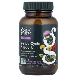 Gaia Herbs, Mujeres, Refuerzo para el ciclo menstrual, Suplemento menstrual, 60 cápsulas Liquid Phyto-Caps veganas