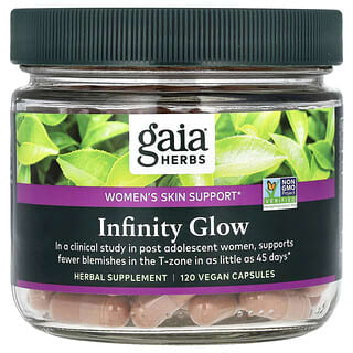 Gaia Herbs, インフィニティグロウ、女性の肌をサポート、ヴィーガンカプセル120粒