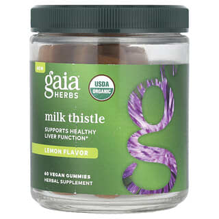 Gaia Herbs, Milk Thistle Gummies, Lemon, 60 Vegan Gummies