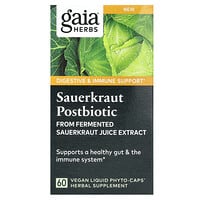 Gaia Herbs, Sauerkraut Postbiotic, 60 Vegan Liquid Phyto-Caps
