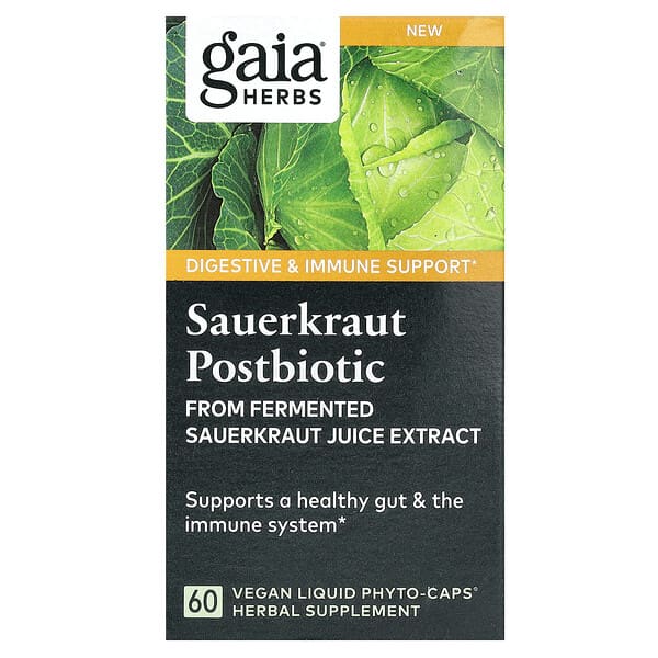 Sauerkraut Postbiotic, 60 Vegan Liquid Phyto-Caps (0.6 g per Capsule)