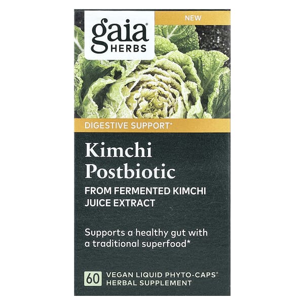 Gaia Herbs, Kimchi Postbiotic, 60 Vegan Liquid Phyto-Caps
