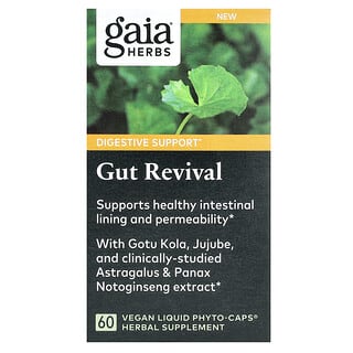 Gaia Herbs, Gut Revival, средство для восстановления кишечника, 60 веганских капсул с фитокапсулами