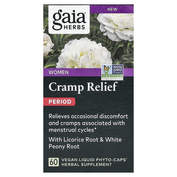 Gaia Herbs, 여성, 생리통 완화, 비건 액상 Phyto-Caps® 60정