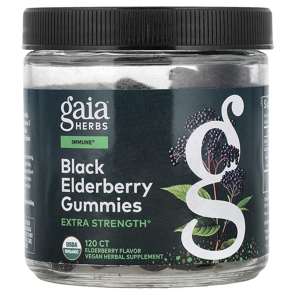Gaia Herbs, Black Elderberry Gummies, 120 Gummies — product photo 1