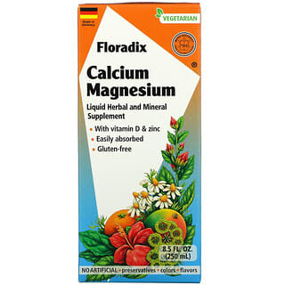 Floradix, 칼슘 마그네슘, 비타민D 및 아연 함유, 250ml(8.5fl oz)