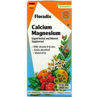Floradix, Calcio y magnesio con vitamina D y zinc, 500 ml (17 oz. Líq.)