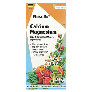 Floradix, Calcio y magnesio con vitamina D y zinc, 500 ml (17 oz. Líq.)