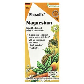 Floradix, מגנזיום, תוסף צמחי ומינרלים נוזלי, 250 מ"ג, 250 מ"ל (8.5 אונקיות נוזל)