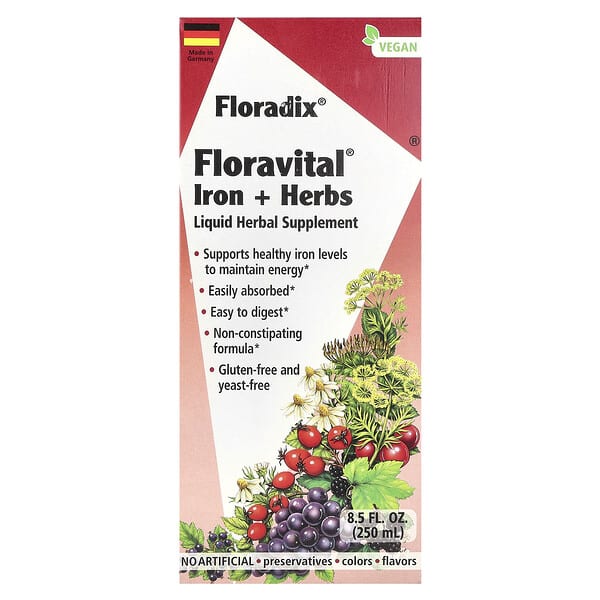 Floradix, Floravital® ธาตุเหล็ก + สมุนไพร ขนาด 8.5 ออนซ์ (250 มล.)