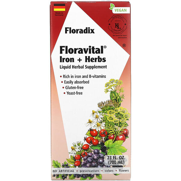 غايا هربس‏, Floradix، حديد + أعشاب Floravital، 23 أونصة سائلة (700 مل)
