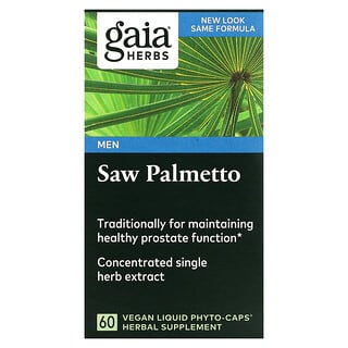 Gaia Herbs, Saw Palmetto для чоловіків, 60 веганських рідких фітокапсул