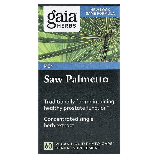 Gaia Herbs, Saw Palmetto for Men, 60 Vegan Liquid Phyto-Caps