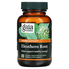 Gaia Herbs‏, שורש ג'ינסנג סיבירי (Eleuthero), ‏60 כמוסות Phyto-Caps נוזליות צמחוניות