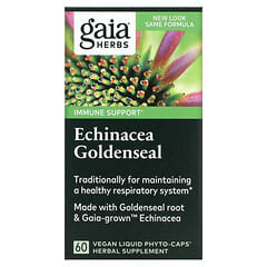 Gaia Herbs, Echinacea Goldenseal, 60 веганських рідких фітокапсул