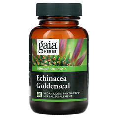 Gaia Herbs, エキナセアヒドラスチス、ヴィーガンLiquid Phyto-Caps（液状ベジカプセル）60粒