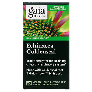 Gaia Herbs, эхинацея и желтокорень, 60 веганских жидких фито-капсул