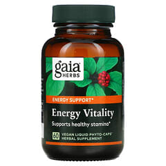 Gaia Herbs, エネルギーバイタリティー、液状ヴィーガンPhyto-Caps（フィトキャップ）60粒