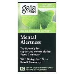 Gaia Herbs, DailyWellness, Alerta Mental, 60 Fitocápsulas Líquidas Vegetarianas