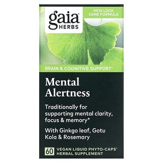 Gaia Herbs, Mental Alertness, 60 Vegan Liquid Phyto-Caps