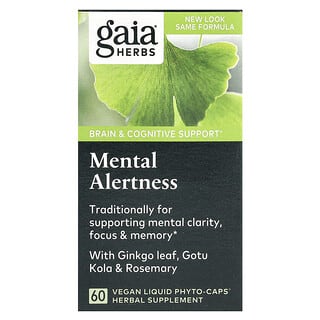 Gaia Herbs, Mental Alertness, 60 fitocapsule vegane liquide