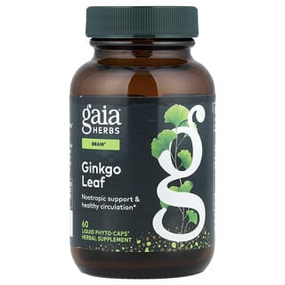 Gaia Herbs, Hoja de Ginkgo, 60 fitocápsulas líquidas veganas