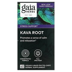 Gaia Herbs, корень кавы, 60 веганских фито-капсул с жидкостью